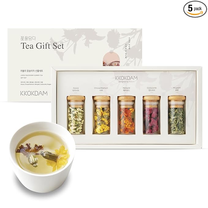 KKOKDAM Lovely Tea Gift Set – Premium Blooming Flowers Variety Pack - Fancy Gifts from South Korea