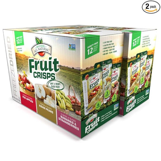 Brothers All Natural Freeze Dried Fruit Crisps, Variety Pack, 24 Single Serve Bags, Fuji Apple