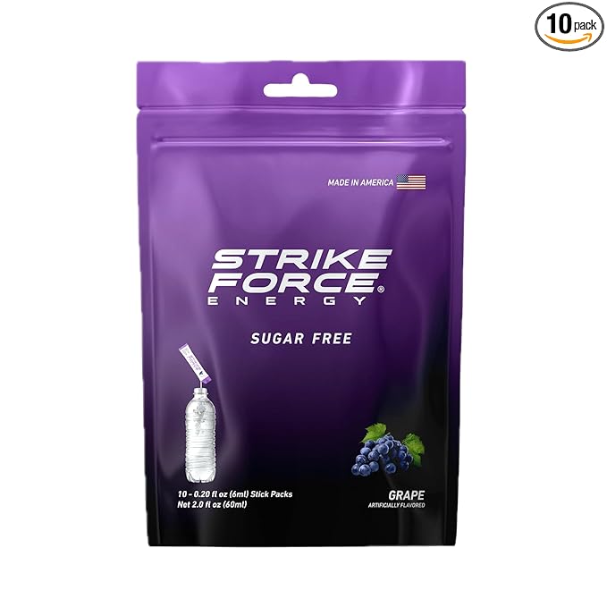 Strike Force Energy Drink Mix - Grape Flavor - Natural Tasting Caffeine Drink - Turn Any Drink into