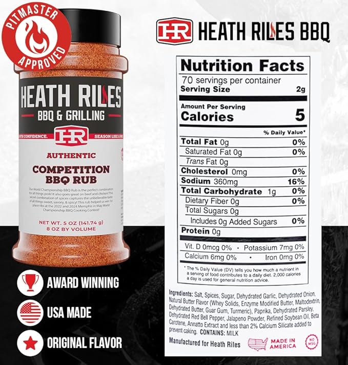 Heath Riles BBQ Rub - Competition Seasoning, Champion Pitmaster Recipe, Legendary BBQ Rubs For