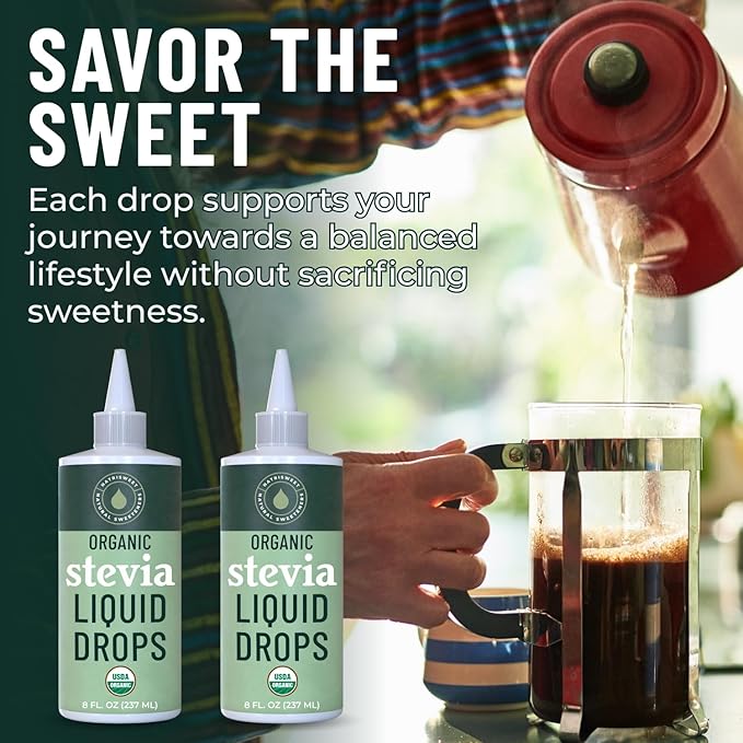Organic Stevia Liquid Drops, 8 fl oz, Liquid Stevia Sweetener from Stevia Extracts, Zero Calorie