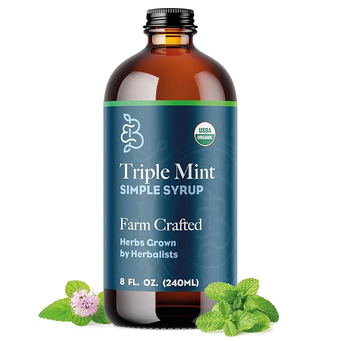 Bluestem Botanicals Organic Triple Mint Simple Syrup, 8 oz, Cocktail and Mocktail Mixer for Drinks