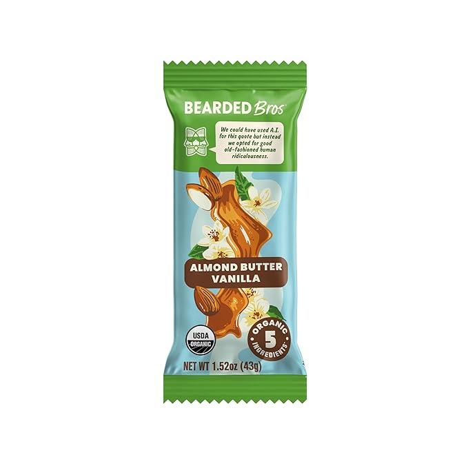Bearded Brothers, Organic Vegan Protein Energy Bars, Almond Butter Vanilla (12 Pack) - Gluten Free