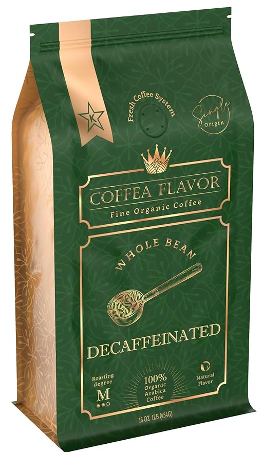 Coffea Flavor Fine Organic coffee -Decaf Whole Bean Coffee | Medium Roast | 100% Arabica Beans |