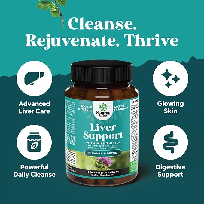 Natures Craft Liver Cleanse Detox & Repair 2 Pack Bundle - Herbal Liver Support Milk Thistle