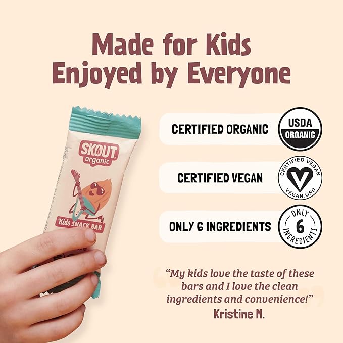 Skout Organic Almond Cookie Kids Snack Bars (18 Pack) | Organic Kids Snack Bars | School Snacks &