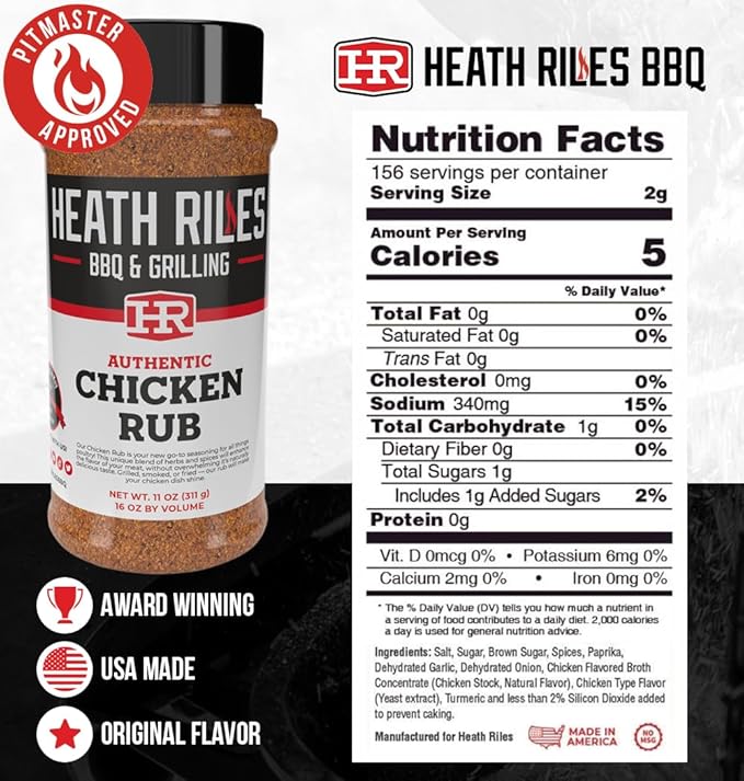 Heath Riles BBQ Rub - Chicken Seasoning, Champion Pitmaster Recipe, Legendary Rubs For Smoking &