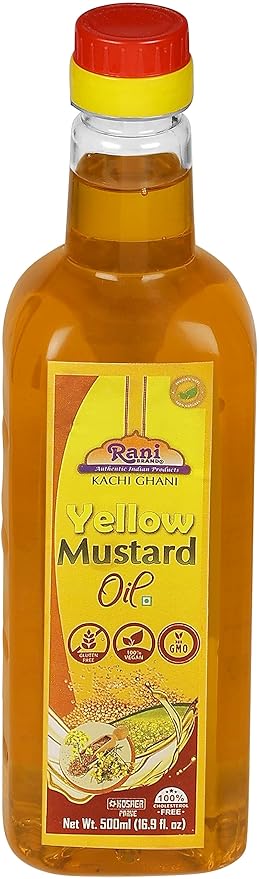 Rani Yellow Mustard Oil (Kachi Ghani) 16.9 Ounce (500ml) NON-GMO | Gluten Free | Vegan | 100%