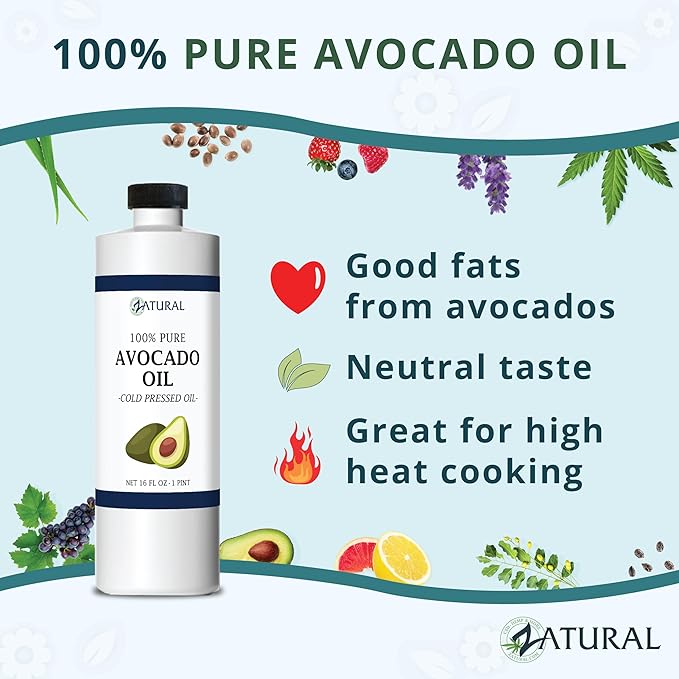 Zatural 100% Avocado Oil Pure Natural without Additives, Clean, Cold Pressed, Non-GMO, Vegan: For
