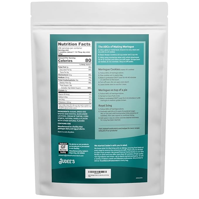 Judee's Gluten Free Complete Meringue Powder Mix Bulk 10 lb - Great for Baking and Decorating - No
