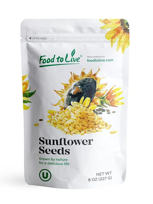 Food to Live Sunflower Seeds, 8 Ounces – Non-GMO Verified, Kernels, No Shell, Kosher, Raw, Vegan