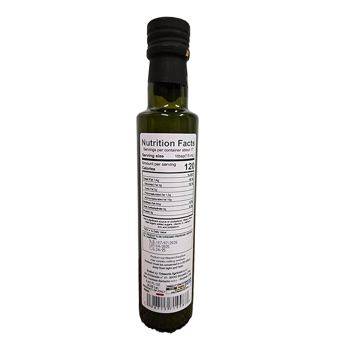 Zagarello 100% Traceable Italian Olive Oil Extra Virgin - 8.45 Fl Oz Unfiltered, Pure, IGP Certified