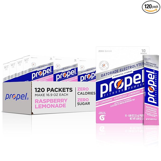 Propel Electrolyte Enhanced Water Drink Mix Powder Packets, Raspberry Lemonade, Zero Calorie & Zero