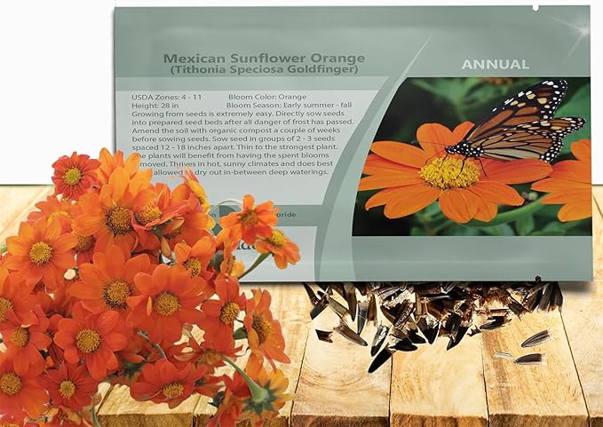 Outsidepride Goldfinger Mexican Sunflower Seeds - 500 Pcs Annual, Easy-to-Grow, Orange Tithonia