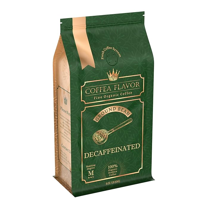 Coffea Flavor Fine Organic Coffee - Classic decaf Ground Coffee Medium Roast | 100% Arabica Coffee|
