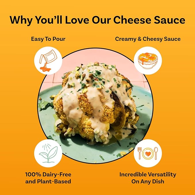 Daiya Dairy Free Zesty Cheddar Cheese Sauce, Plant Based Rich, Creamy, Cheesy Sauce, 14.2 oz (Pack