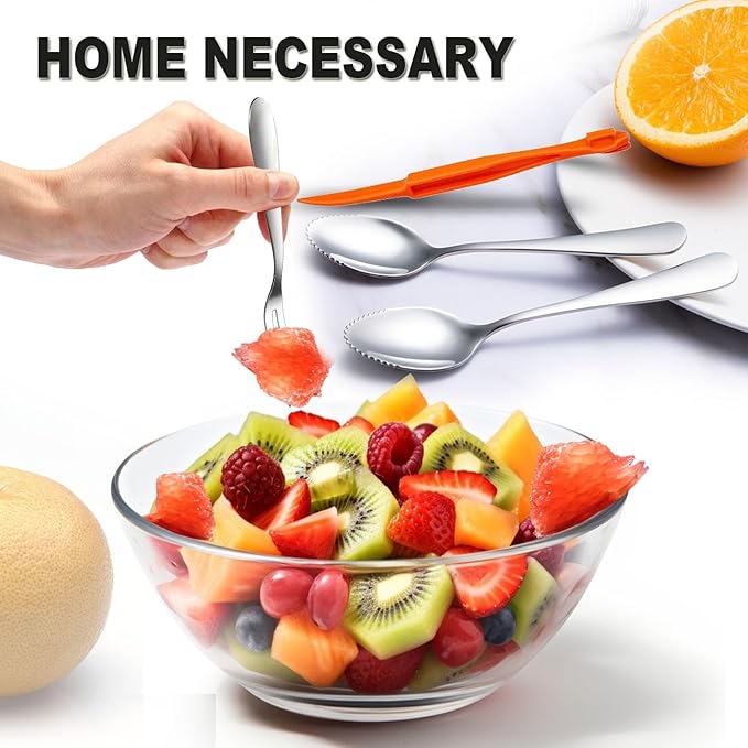 Grapefruit Spoons Serrated Edge Stainless Steel Grapefruit Utensils Tool Dessert Spoons for Citrus