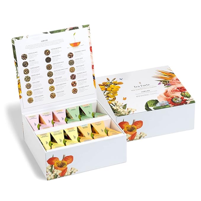Tea Forte Jubilee Premium Tea Chest Gift Sampler, 40 Count, 2 of each Variety Blend Individually