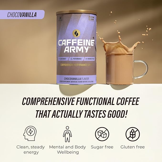 CAFFEINE ARMY ChocoVanilla | Comprehensive Functional Coffee with MCTs, CoQ10, Collagen and