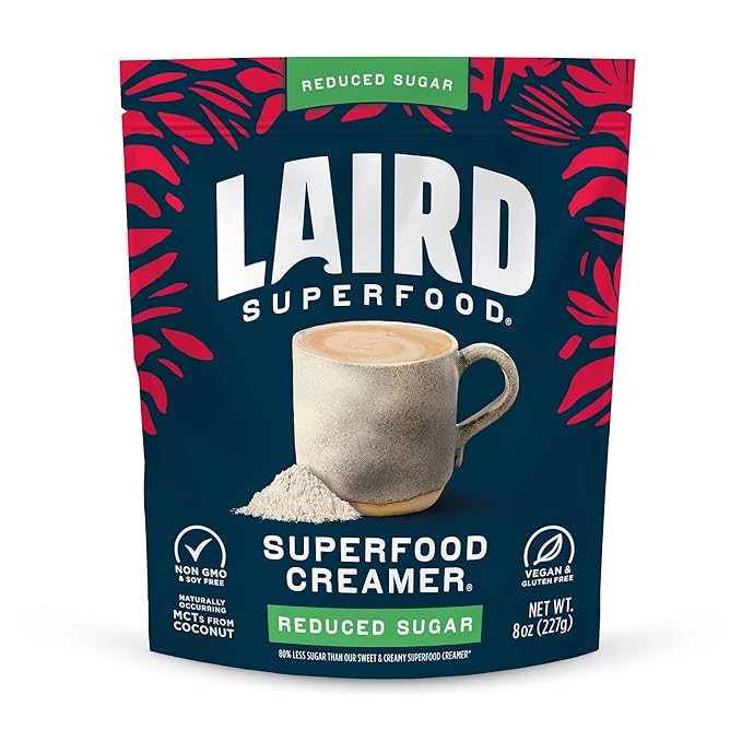 Laird Superfood Non-Dairy Reduced Sugar Superfood Coconut Powder Coffee Creamer, Keto, No Sugar