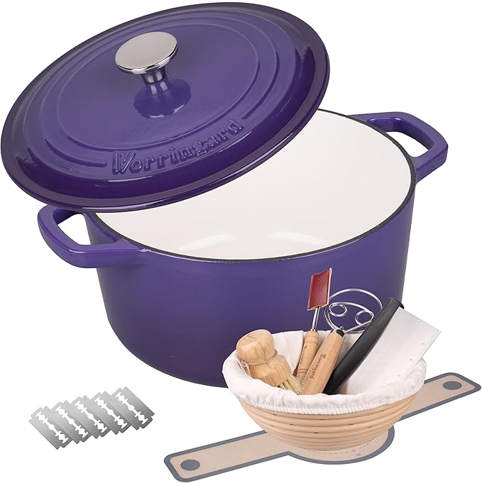 Enameled Cast Iron Dutch Oven Pot with Lid, for Bread Baking, Round Bread Oven- include Sourdough