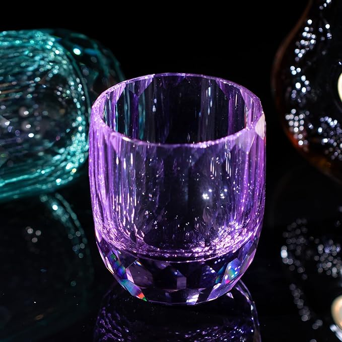 KAMMAK Crystal Whiskey Glasses Set of 2, 7oz Old Fashioned Glasses Stemless, Hand Blown Colored