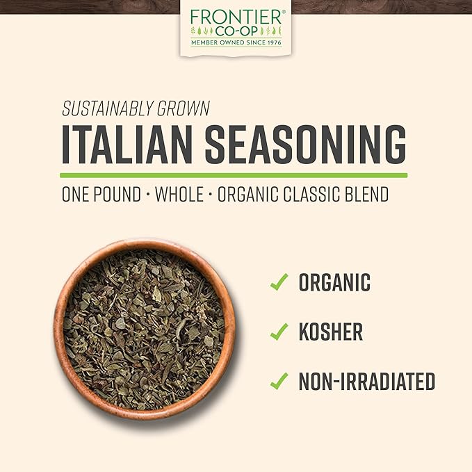 Frontier Co-op Organic Italian Seasoning 1lb - Bulk Dried Oregano, Thyme, Rosemary, Basil, Sage and