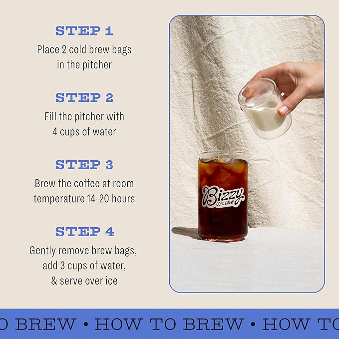 Bizzy Organic Cold Brew Coffee | Dark & Bold Blend | Coarse Ground Coffee | Dark Roast | Micro