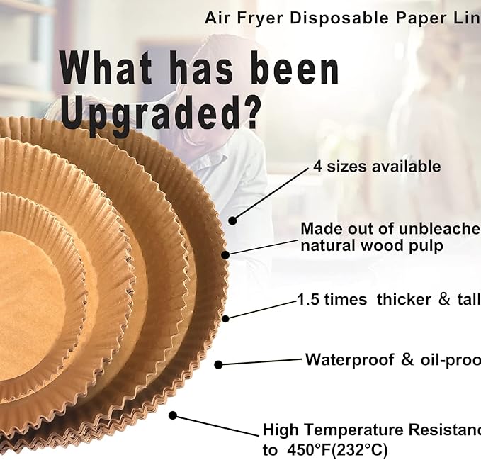 Ninja Power XL Gourmia Air Fryer Disposable Paper Liners - 200pcs, 9 Inch Round Parchment Liners