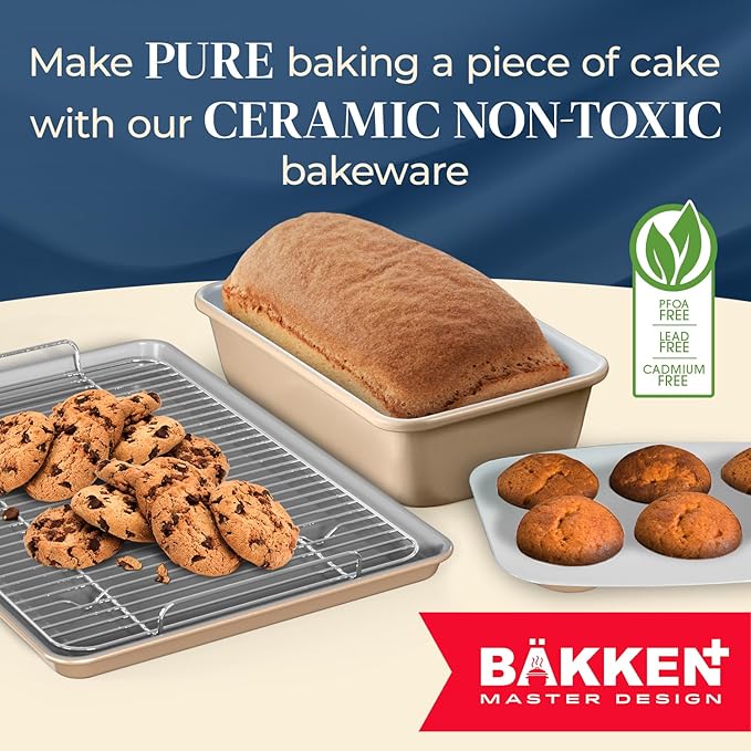 Bakken 8-Piece Stackable Bakeware Set - Ceramic Non-Stick Coating, Baking Sheets, Assorted Baking