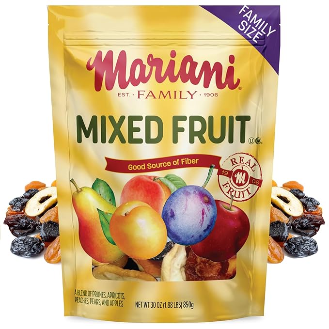 Mariani Mixed Fruit - 30oz Bulk Bag, Dried Fruit Mix No Sugar Added - Pears, Plums, Peaches