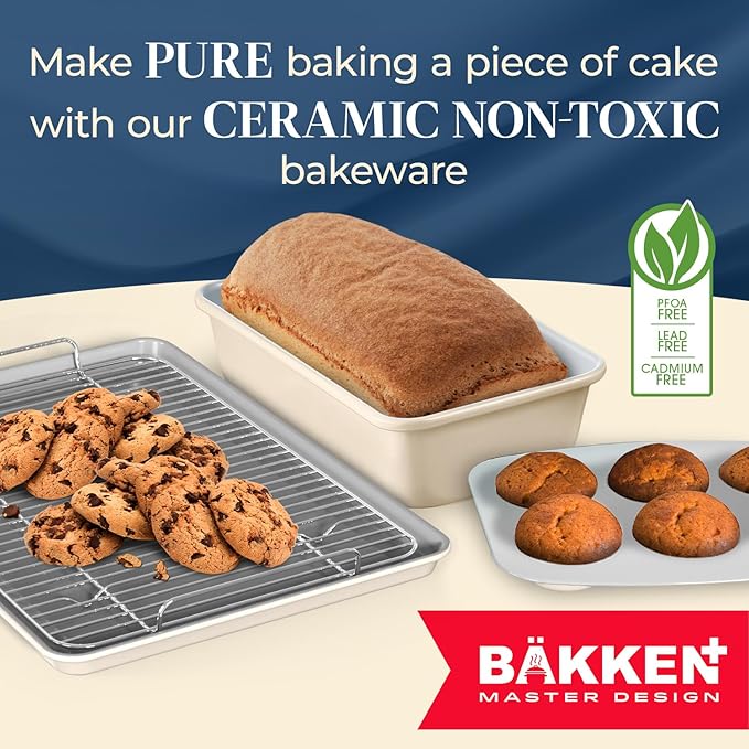 Bakken 8-Piece Stackable Bakeware Set - Ceramic Non-Stick Coating, Baking Sheets, Assorted Baking