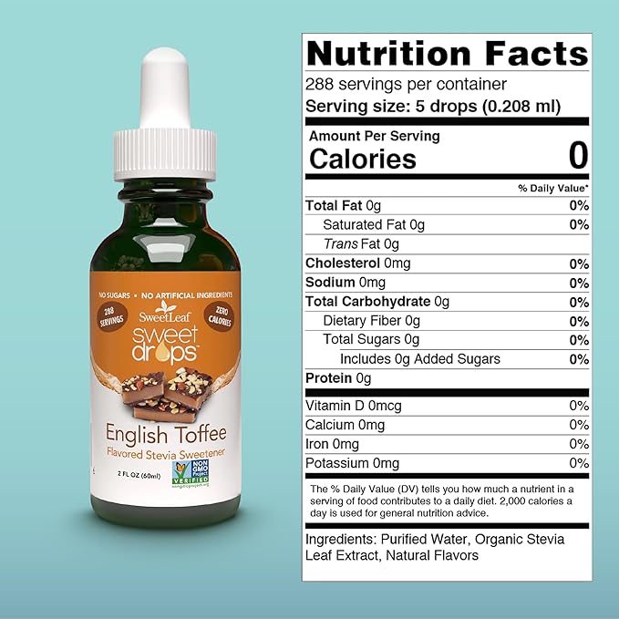 SweetLeaf Stevia Liquid Sweet Drops - English Toffee Flavored Drops, Stevia Liquid Sweetener