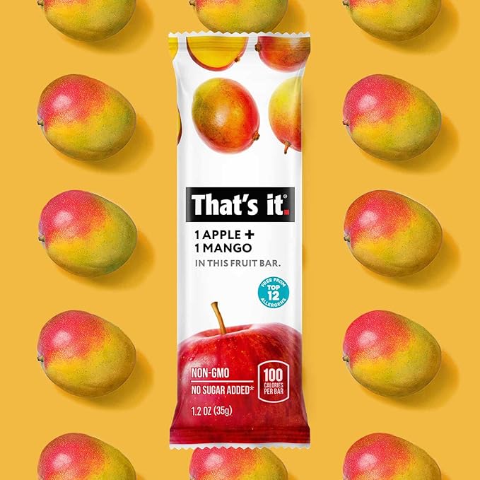 That's it. Apple + Mango 100% Natural Real Fruit Bar, Best High Fiber Vegan, Gluten Free Healthy