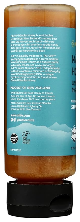 Melora Premium Raw Manuka Honey MGO 265+ (12 Oz) | Non-GMO, Gluten Free, Natural Prebiotic & Daily