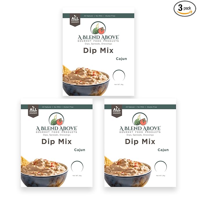 A Blend Above Cajun Dip Mix, 3 Packs, 1 oz. Each, Makes 16 Ounces, Gluten-Free, No MSG, All
