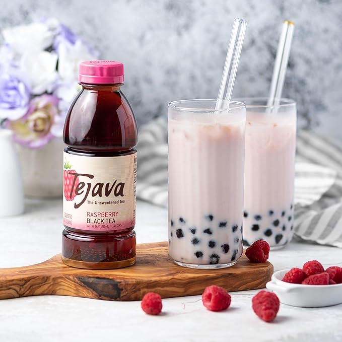 Tejava Unsweetened Raspberry Black Iced Tea, 16.9oz PET Bottles, Award Winning, Non-GMO-Verified