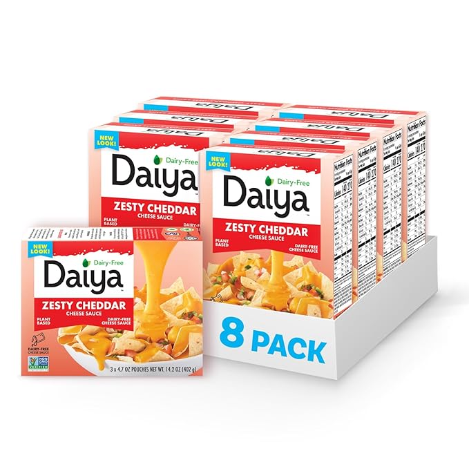 Daiya Dairy Free Zesty Cheddar Cheese Sauce, Plant Based Rich, Creamy, Cheesy Sauce, 14.2 oz (Pack