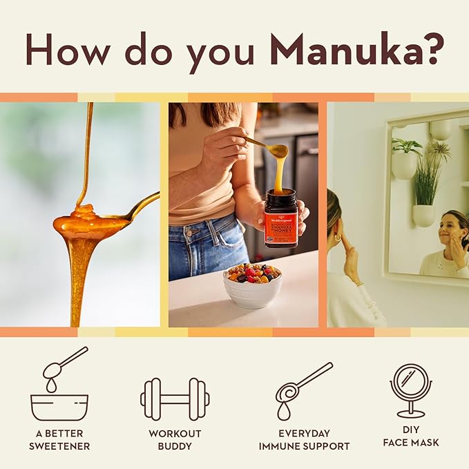 Wedderspoon Raw Premium Manuka Honey, 1100+ MGO, 8.8 Oz, Unpasteurized New Zealand Honey, From Our
