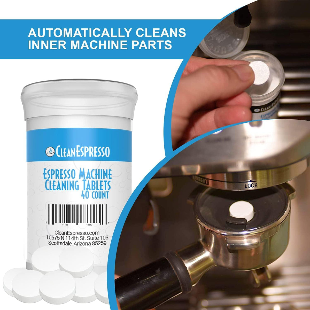 CleanEspresso - Designed For Breville Cleaning Kit - 40 Cleaning Tablets and 6 Water Filters for