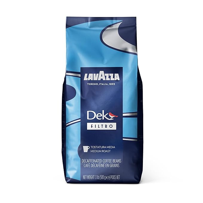 Lavazza Dek Filtro Whole Bean Coffee Medium Roast 1.1LB Bag ,Authentic Italian, Blended and roasted