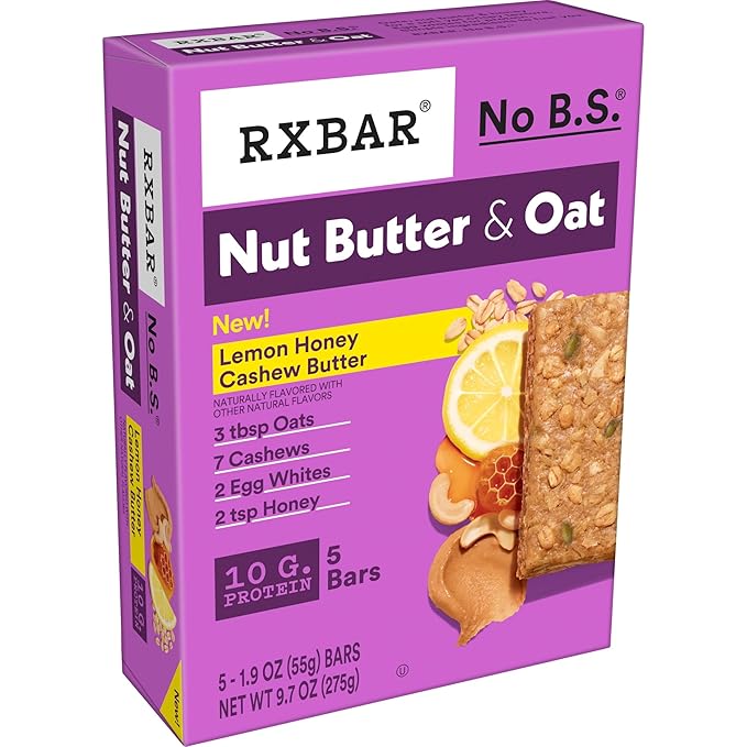 RXBAR Nut Butter and Oat Protein Bars, Protein Snacks, Snack Bars, Lemon Honey Cashew Butter (30