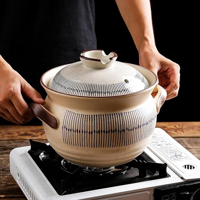 Ceramic Casserole Dish with Lid, Ceramic Cooking Pot Nonstick Earthenware Pot, Ceramic Stew Pot