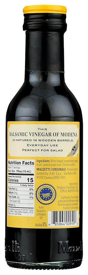 Mazzetti Balsamic Vinegar PGI-2 Leaf, 8.45 Fl Oz (Pack of 1)