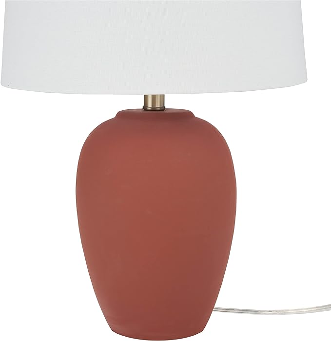 Nourison Home 23" Rust Orange Ceramic Pot Table Lamp for Bedroom, Living Room, Dining Office, with