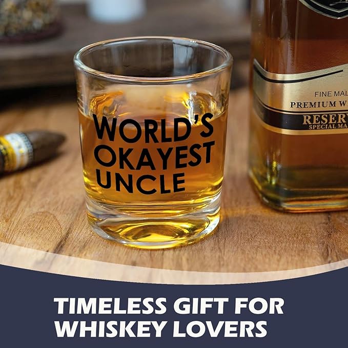 Funny Uncle Whiskey Glasses 10 oz, Uncle Gifts for Birthday Christmas from Niece Nephew Old