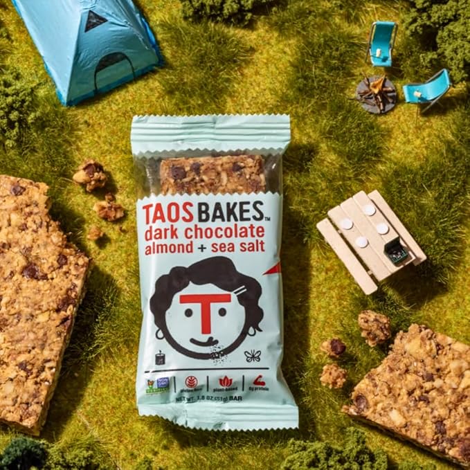 Taos Bakes - Snack Bars - Dark Chocolate Almond + Sea Salt - Protein Bars - 8g of Protein, High