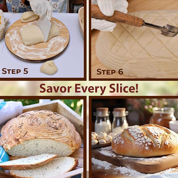 Set of 2 Banneton Bread Proofing Basket with linen Liner, 9" Round & 10" Oval bread basket with 9