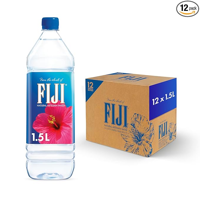 FIJI Natural Artesian Bottled Water 1.5 Liters / 50.7 Fl Ounce (Pack of 12) - 100% Natural