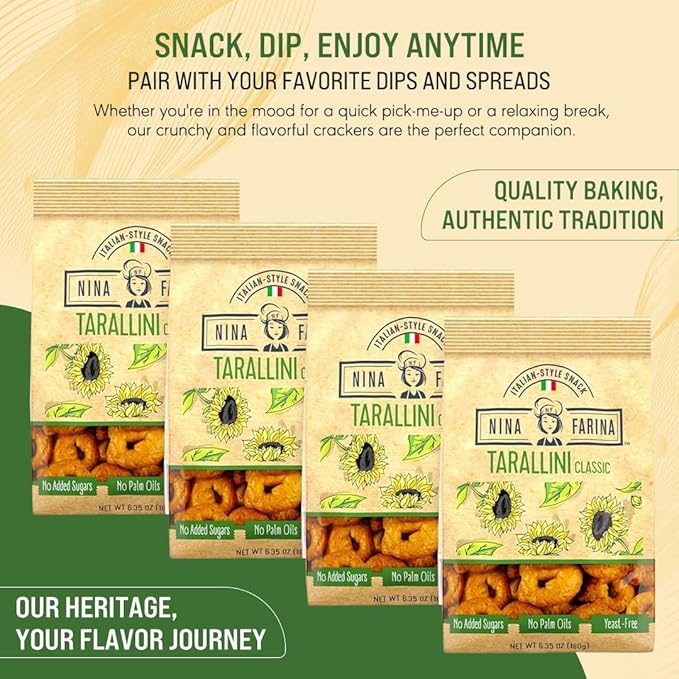 NINA FARINA Tarallini Classic -Fresh Baked Italian Crackers Free from Added Sugars, Palm Oils and